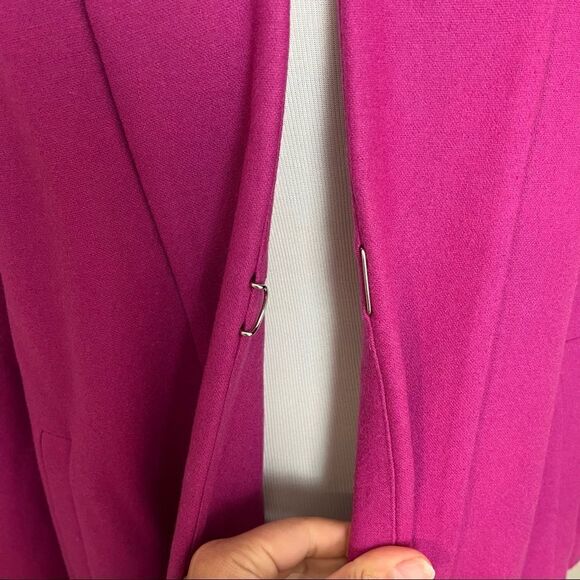 Vintage 80's Harve Barnerd Pink Wool Long Open Front Blazer Coat - Picture 10 of 12